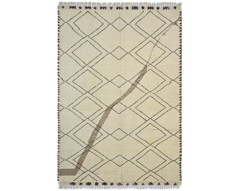 8x11 Moroccan Beige Hand Woven Wool Area Rug